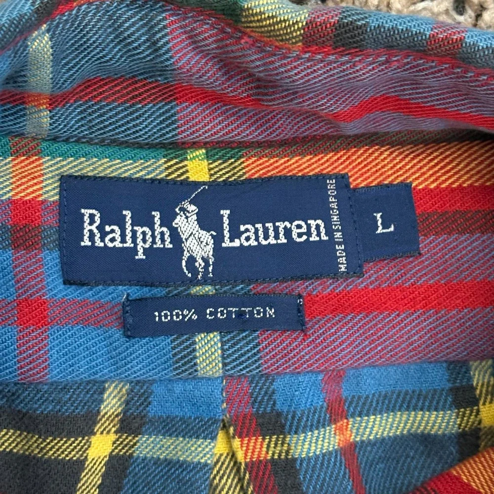 Polo Ralph Lauren Plaid Button Down Shirt Flannel Multi Color Large